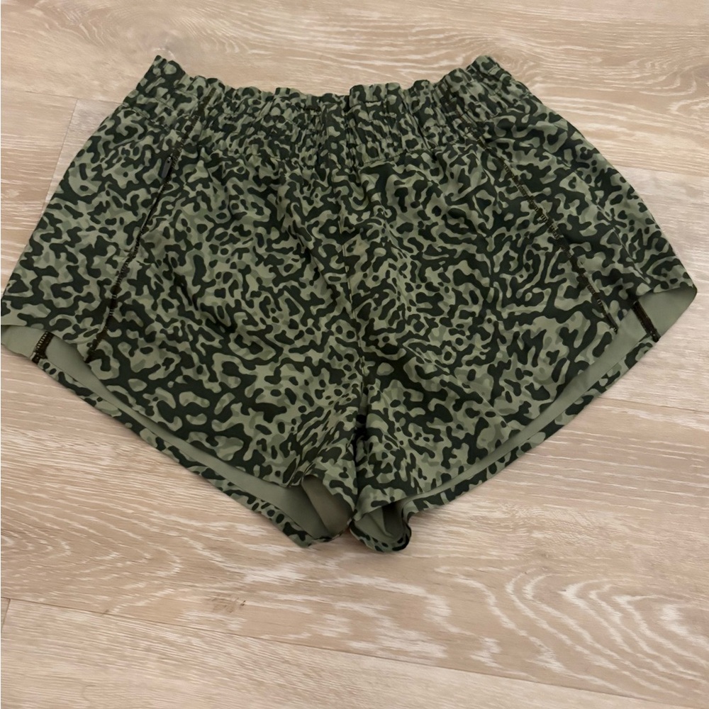 Athleta Olive Patterned Athletic Shorts